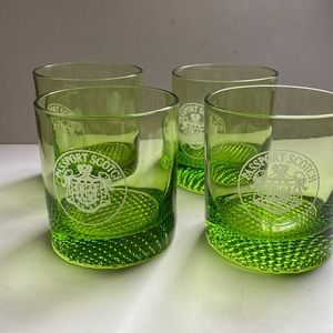 Vintage Branded Passport Scotch lo ball green glasses